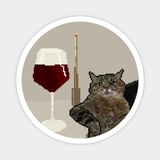 CAT MOOD - WINE pixelart Magnet